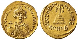 BISANZIO Costante II (641-668) Solido - Busto di fronte - R/ Croce potenziata, in esergo, CONOB - Sear 936 AU (g 4,48) R Modesto colpetto al bordo
SP...