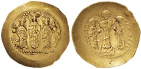 BISANZIO Romano IV (1068-1071) Histamenon nomisma - Cristo e gli imperatori stanti di fronte - R/ I tre imperatori stanti di fronte su linea d’esergo ...