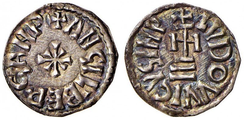 BENEVENTO Ludovico e Angilberga (870-871) Denaro - MIR 244; MEC 1116 AG (g 1,16)...
