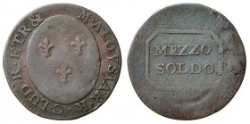 FIRENZE Carlo I di Borbone (1803-1807) Mezzo soldo - MIR 430 CU (g 0,77) Graffietti al R/
BB