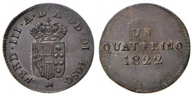 FIRENZE Ferdinando III (1814-1824) Quattrino 1822 - MIR 442/4 CU (g 1,09)
SPL+