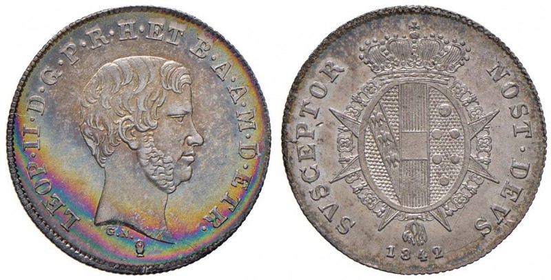FIRENZE Leopoldo II (1824-1859) Paolo 1845 - MIR 457/3 AG (g 2,63) Splendida pat...