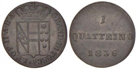 FIRENZE Leopoldo II (1824-1859) Quattrino 1836 - Gig. 102 CU (g 0,83) R
SPL