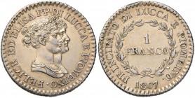 LUCCA Elisa e Felice Baciocchi (1805-1814) Franco 1807 - Pag. 257 AG (g 4,95) Colpo di lima al bordo
qSPL