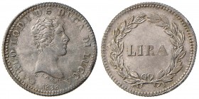 LUCCA Carlo Ludovico di Borbone (1824-1847) Lira 1838 - Pag. 264 AG (g 5,01) 
SPL+
