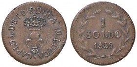 LUCCA Carlo Lodovico di Borbone (1824-1847) Soldo 1826 - MIR 249 CU (g 3,18) Colpetto al bordo
SPL