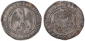 MESSINA Ferdinando il Cattolico (1479-1516) Tarì sigla M C - MIR 244/2 AG (g 3,56) Qualche ossidazione su antica patina
BB