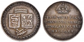 MILANO Francesco I (1815-1835) Medaglia 1815 per il Giuramento - MIR 512/2 AG (g 3,99) Minimi colpetti
SPL