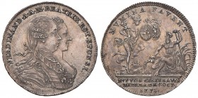 MODENA Ferdinando d’Asburgo-Este (1754-1806) Medaglia 1771 per le nozze con Maria Beatrice d’Este - Boccolari pp. 236-237 AG (g 4,00 - Ø 24 mm) 
qFDC...