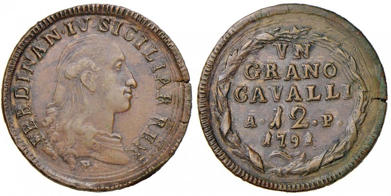 NAPOLI Ferdinando IV (1759-1799) Grano 1791 - Gig. 140 CU (g 6,40)
SPL