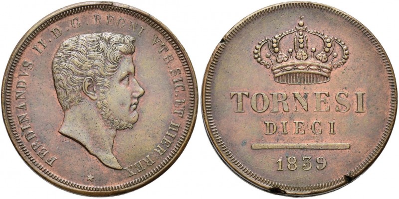 NAPOLI Ferdinando II (1830-1859) 10 Tornesi 1839 - Gig. 189 CU (g 32,25) Screpol...