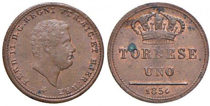 NAPOLI Ferdinando II (1830-1859) Tornese 1854 - Magliocca 781 CU (g 3,00) Tracce...