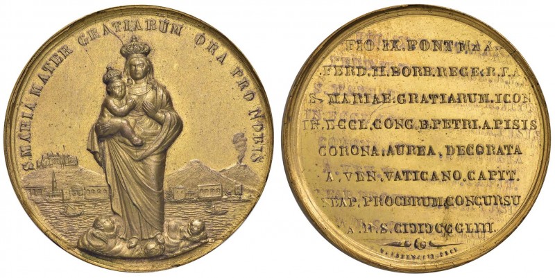 NAPOLI Medaglia 1853 - Per l’incoronazione della Vergine delle Grazie Bronzo dor...