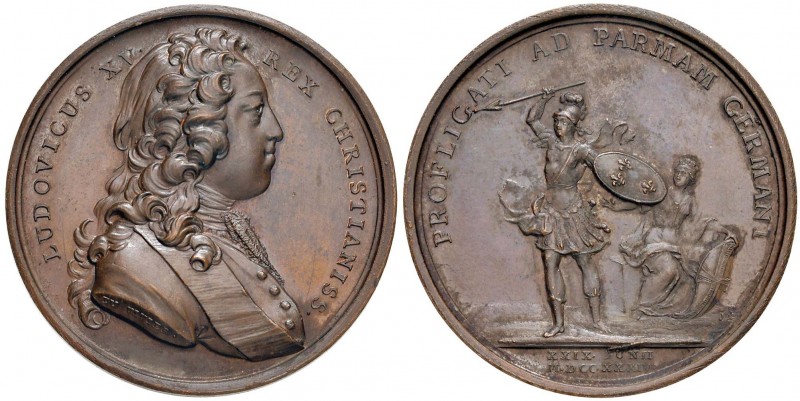 PARMA Medaglia 1734 Luigi XV (re di Francia, 1715-1774) Battaglia di Parma - Opu...