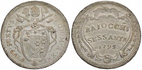 Pio VI (1774-1799) 60 Baiocchi 1795 A. XXI - Munt. 59 MI (g 22,76) 
SPL+