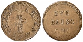 Repubblica romana (1798-1799) Ancona - 2 Baiocchi - Bruni 3 CU (g 16,15) RR Difetti di conio ma bellissimo esemplare
qFDC/SPL+