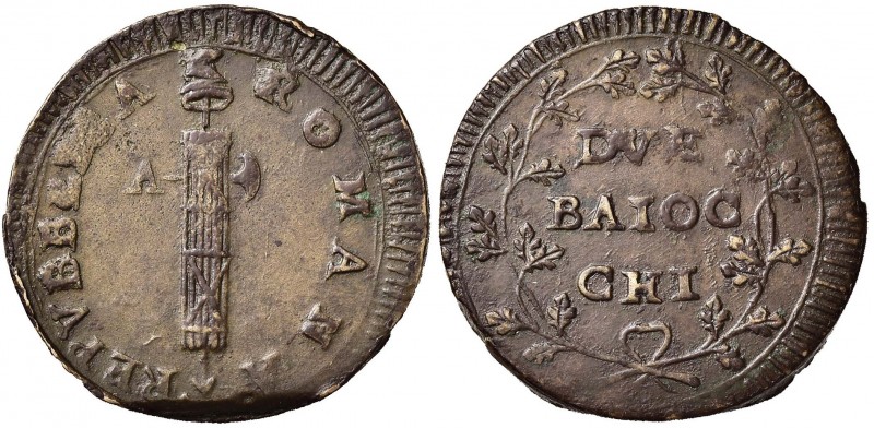 Repubblica Romana (1798-1799) Ancona - 2 Baiocchi - Munt. 24 CU (g 18,00) Modest...