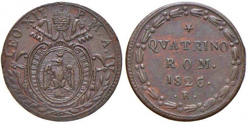 Leone XII (1823-1829) Quattrino 1826 A. IV - Nomisma 328 CU (g 1,92)
SPL+