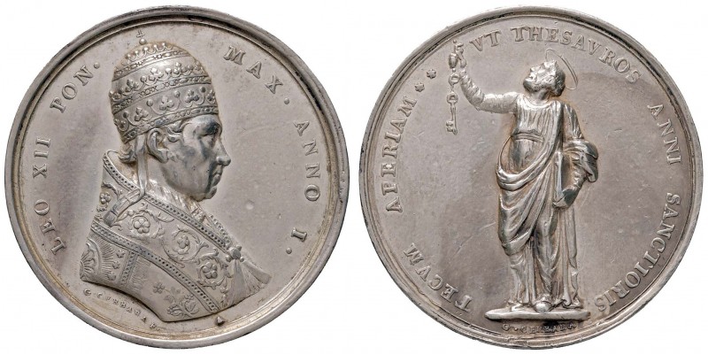 Leone XII (1823-1829) Medaglia - Opus: Cerrara - MA (g 39,09 - Ø 42 mm) colpi al...