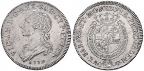 Vittorio Amedeo III (1773-1796) Mezzo scudo 1779 - Nomisma 332; MIR 988g AG (g 17,49)
SPL