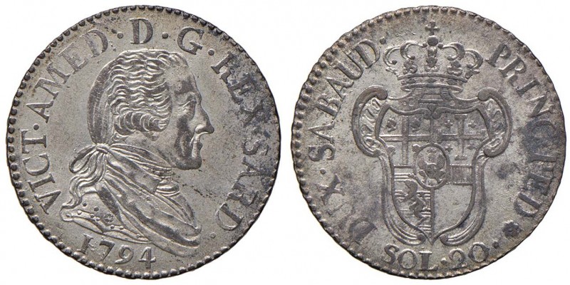 Vittorio Amedeo III (1773-1796) 20 Soldi 1794 - Nomisma 363 MI (g 4,94) 
SPL/SP...