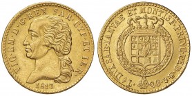 Vittorio Emanuele I (1814-1821) 20 Lire 1817 7 ribattuto su 6 - Nomisma 509 AU R Minimo colpetto al bordo e minimo graffietto sul collo al D/ 
SPL/qS...