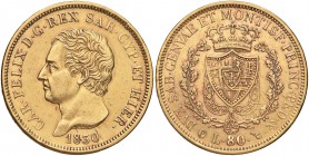 Carlo Felice (1821-1831) 80 Lire 1830 T - Nomisma 533; Pag. 336 AU Colpetti al bordo
BB+
