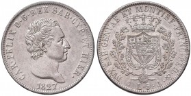 Carlo Felice (1821-1831) 5 Lire 1827 G - Nomisma 566; Pag. 72 AG
SPL