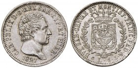 Carlo Felice (1821-1831) Lira 1827 G - Nomisma 592; Pag. 101 AG Colpetti al bordo 
SPL+/qFDC