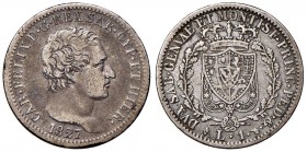 Carlo Felice (1821-1831) Lira 1827 T - Nomisma 593 AG Colpetti al bordo
MB
