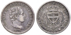 Carlo Felice (1821-1831) 50 Centesimi 1827 T - Nomisma 604 AG 
qBB