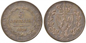 Carlo Felice (1821-1831) 5 Centesimi 1826 T (P) - Nomisma 616 CU RR Minimi graffietti al D/
qSPL