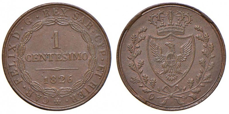 Carlo Felice (1821-1831) Centesimo 1826 Torino P. - Nomisma 621 CU (g 2,07) 
SP...