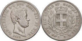 Carlo Alberto (1831-1849) 2 Lire 1835 T - Nomisma 708 AG RR Colpetto al bordo 
MB