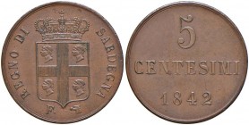 Carlo Alberto (1831-1849) 5 Centesimi 1842 - Nomisma 738 CU (g 4,84) 
SPL