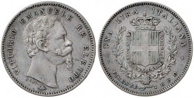 Vittorio Emanuele II re eletto (1859-1861) Lira 1860 F Mano con scettro - Nomisma 831 AG
qBB
