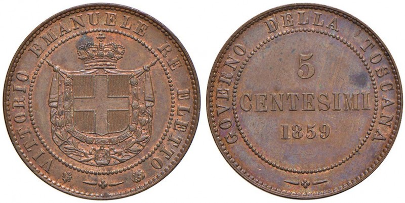 Vittorio Emanuele II re eletto (1859-1861) 5 Centesimi 1859 - Nomisma 837 CU (g ...