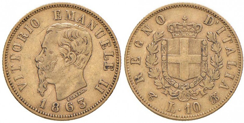 Vittorio Emanuele II (1861-1878) 10 Lire 1863 T - Nomisma 870 AU
BB