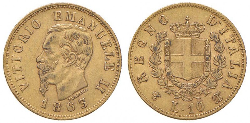 Vittorio Emanuele II (1861-1878) 10 Lire 1863 T - Nomisma 871 AU
BB