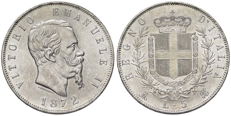 Vittorio Emanuele II (1861-1878) 5 Lire 1872 M - Nomisma 891 AG Minimi segnetti ...