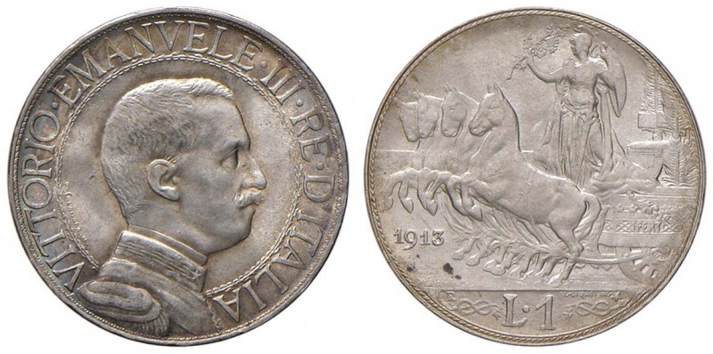 Vittorio Emanuele III (1900-1946) Lira 1913 - Nomisma 1202 AG 
qFDC