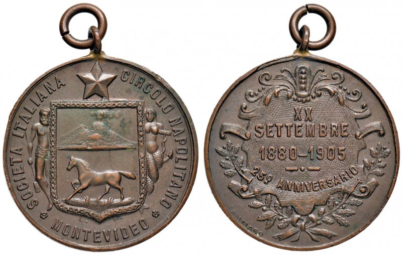 Medaglia 1905 - Società Italiana Circolo Napolitano - Montevideo - 25° Anniversa...