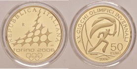 REPUBBLICA ITALIANA 50 Euro 2006 Olimpiadi di Torino, Fiamma Olimpica - AU (g 16,13) Senza astuccio 
FS