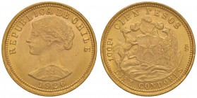 CILE 100 Pesos 1926 - KM 170 AU (g 20,37) 
SPL+