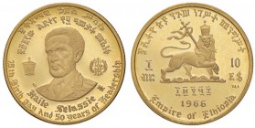 ETIOPIA Hailé Sélassié I (1930-1974) 10 Dollari 1966 - KM 38 AU (g 4,10) 75° anniversario e giubileo del regno
FS