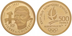FRANCIA 500 Francs 1991 Jeux Olympiques d’Hiver Albertville 92 - KM 1000 AU (g 17,00)
FS