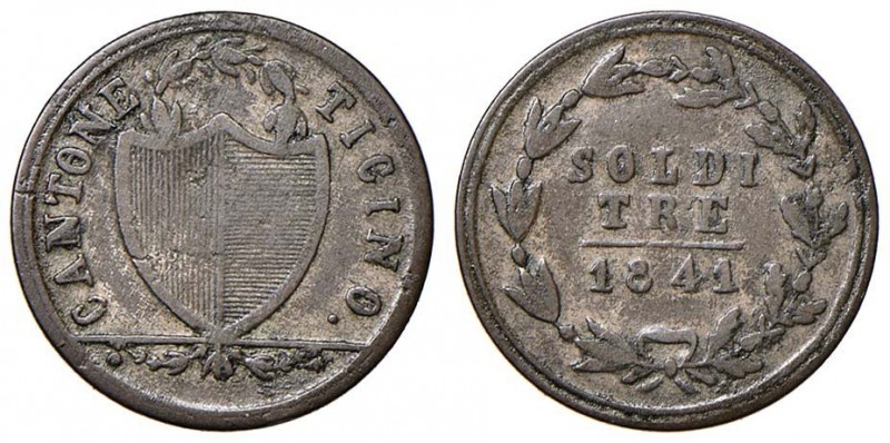 SVIZZERA Ticino - 3 Soldi 1841 - HMZ2 2-928f (?) MI (g 1,72)
MB