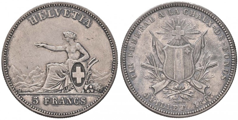 SVIZZERA Tiri federali - La Chaux-de-fonds 5 Franchi 1863 - HMZ 2-1343e AG (g 24...