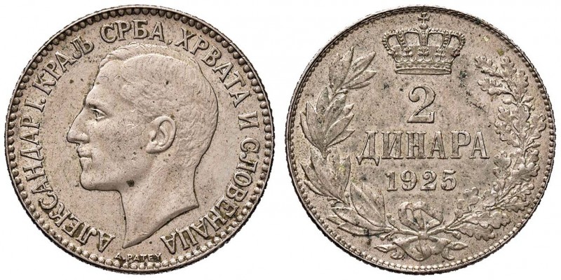 JUGOSLAVIA Alessandro I (1921-1934) 2 Dinari 1925 - AG (g 10,50) Modesti deposit...