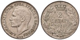 JUGOSLAVIA Alessandro I (1921-1934) 2 Dinari 1925 - AG (g 10,50) Modesti depositi
BB+